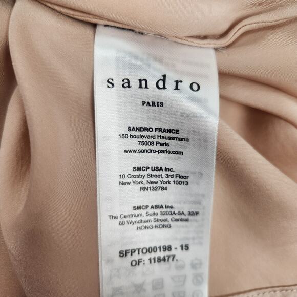 Sandro Paris Tank Size 2 US Size 6 Cream Sleeveless NWT 100% Silk Bow - Picture 9 of 12